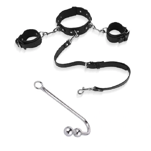 Anal Hook with Beaded Elegant and Cuffs Collar 5334 0916